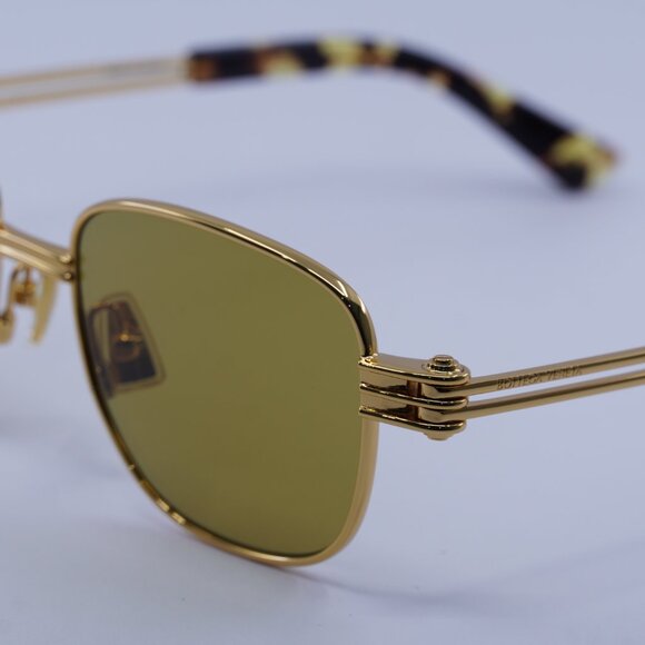 Bottega Veneta BV1380S 002 Sunglasses Gold Square Frame, Yellow Lenses main image 5